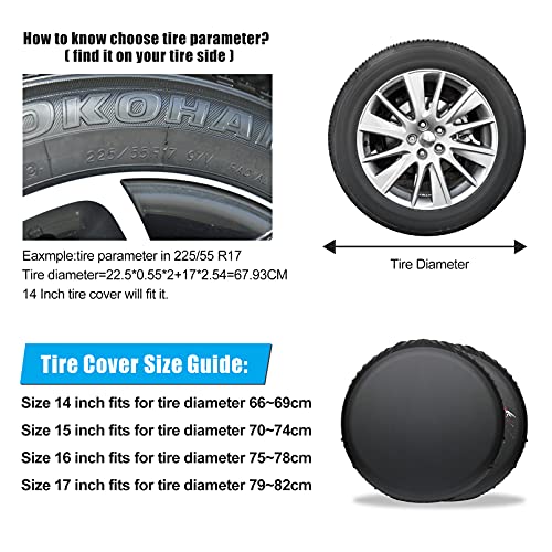 14 Inch Spare Tire Cover Waterproof Dust-Proof Universal Spare Wheel Tire Cover Fit For Jeep, Camper Travel Trailer, Rv, Suv, Truck And Many Vehicle,Wheel Diameter 26"-27",Black #TOP4