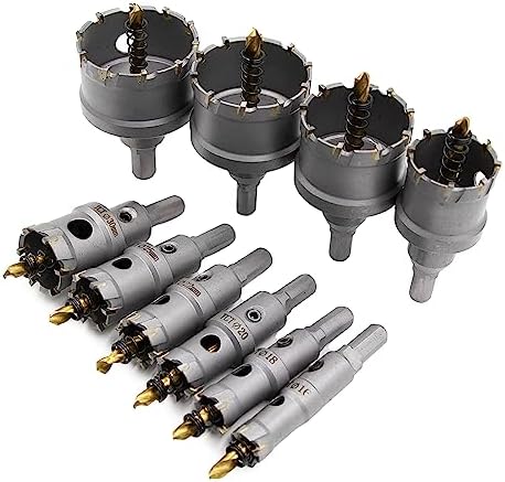 REETAI-FOUR 10Pcs TCT Hole Saw Kit for Metal,Tungsten Carbide Tipped Hole Saw Set, Hole Cutter Heavy Duty for Stainless Steel,Iron,Aluminum,Sheet Metal.(5/8"-2-1/8”)