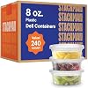 [240 Sets - 8 oz.] Clear Plastic Containers with Airtight Lids - Deli Food Storage, Slime, and More - Bulk Pack - Small Containers with Lids - 240/Case - Stack Man Brand