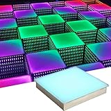 20 PCS Dance Floor Stage Light, 3.93' LED 3D Infinity Mirror Wired Portable Illuminated Light Up Dance Floor for Wedding Party