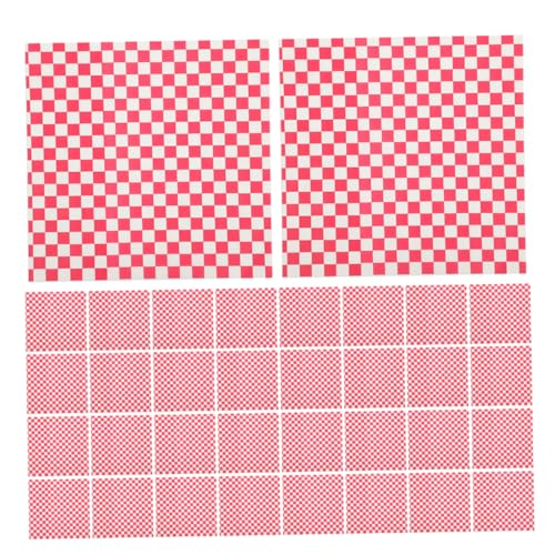 Alipis 100pcs Food Basket Liners Red Checkered Greaseproof Paper 30x30cm Oil-resistant Sandwich Bags Paper for Fast Food Baking Picnics