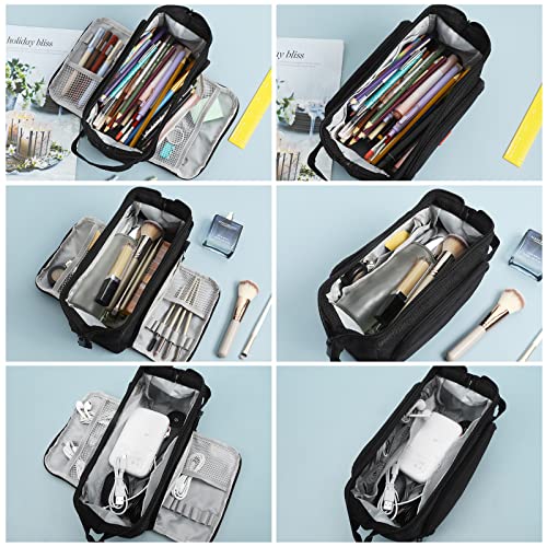 Eoout Big Capacity Pencil Case Pencil Pouch Pen Bag Large Organized Pen Case Office Supplies Stationery Pencil Box Makeup Bag For College Middle School Travel (Black) #TOP4