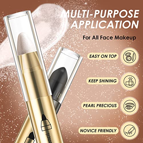 3Pcs Eyeshadow Stick Set,Shimmer Neutral Cream Eyeshadow Pencil Crayon Eye Brightener Stick White Orange Brown Metallic Eyeshadow Sticks,Waterproof & Long Lasting Eye Shadow And Highlighter Eye Makeup #TOP5