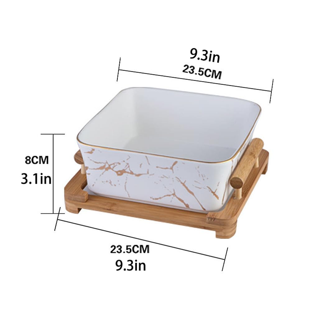 Miski na sałatkę, duża miska do serwowania z drewnianym stojakiem, uniwersalna ceramiczna misa na drobiazgi i owoce, idealna do sałatek, owoców, warzyw i makaronu(Green)