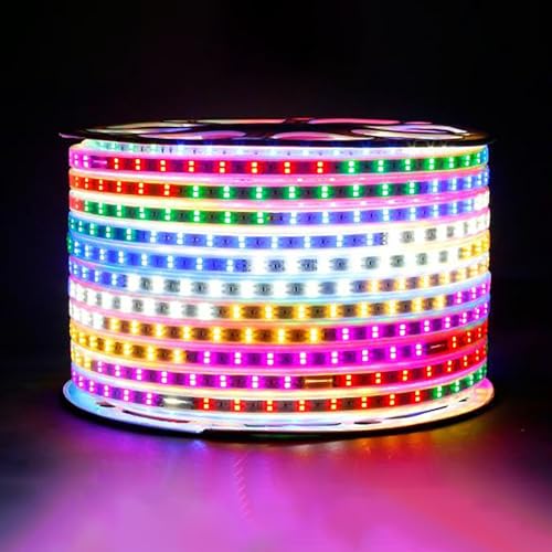 Tira de luz LED impermeable con control remoto, 96 LED/M IP65 flexible de silicona para decoración de fiestas de jardín al aire libre, alto voltaje 220 V