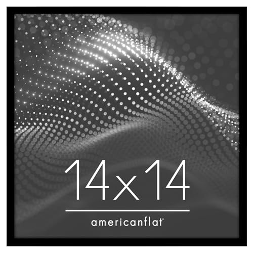 Image of Americanflat 14x14 Picture Frame with Polished Plexiglass - Streamline Collection - Thin Border Square Frame for Wall Display - Hanging Hardware Included - Black