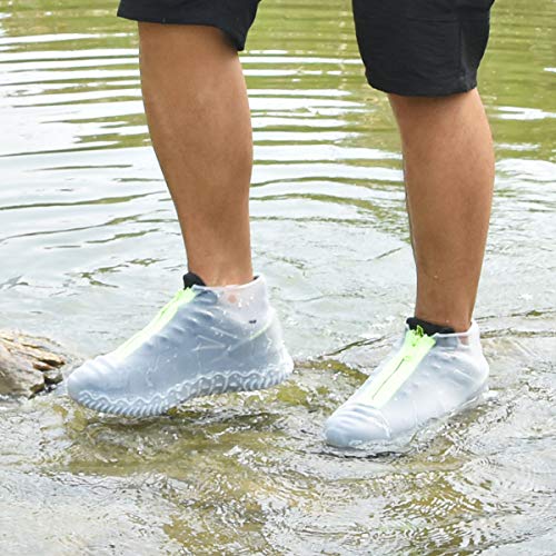 ydfagak Silikon Überschuhe, Wasserdicht Schuhüberzieher Wiederverwendbare rutschfeste Überschuhe, Für Regen, Schneetag, Wüstenstrand, Schlammige Straßen (L (39-42), Transparent)