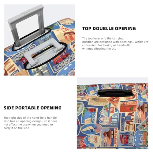 VOSERY Travel Luggage Cover - Set Of Travel Vintage Washable Suitcase Covers Protector Fits 18-32 Inch Luggage3