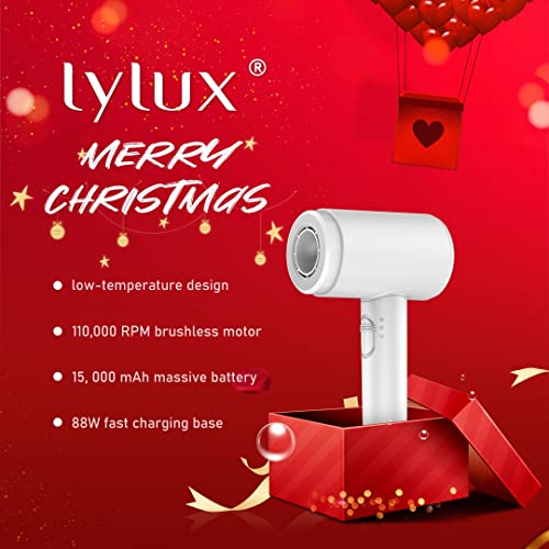 LYLUX Cordless Hair Dryer-Rechargeable Battery Hair Dryers-Low-Heat Hair Care Blow Dryer-Portable Wireless Hairdryer for Camping Travel Blackout-110,000 RPM Brushless Motor-88W Fast Charging - Image 3
