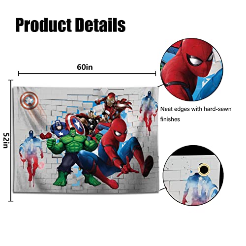 Psxf Avengers Legends Movies Tapestry Wall Hanging Cartoon Superhero Theme Tapestry For Kids Bedroom Gaming Room College Dorm & Apartment Wall Hanging 4 Grommet Eyelets 60X52 Inch Polyester #TOP5