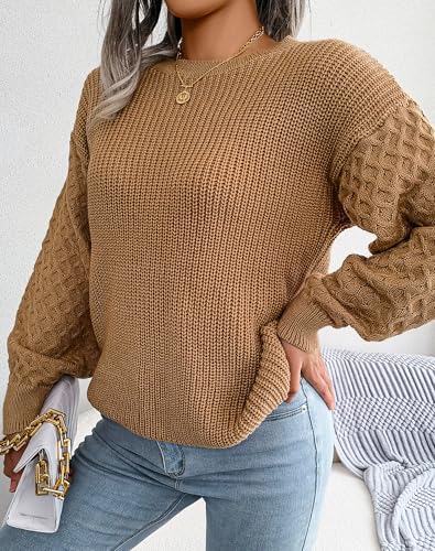 Fall Sweaters for Women Lightweight, Honeycomb Long Sleeve, Crewneck, Textured Knit, Womens Fall Fashion 2025