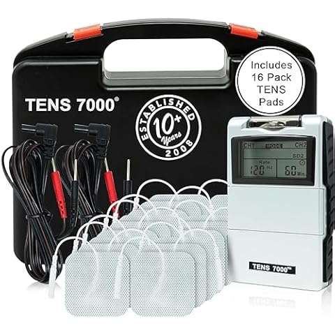 TENS 7000 Digital TENS Unit with Accessories, Includes 16 Pack Electrodes - TENS Unit Muscle Stimulator for Back Pain Relief, General Pain Relief, Neck Pain, Sciatica Pain Relief, Nerve Pain Relief Cover