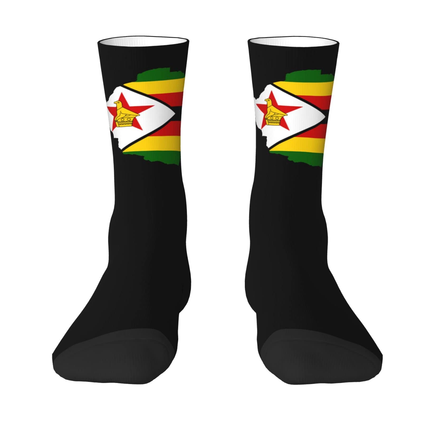 Melbrakin Zimbabwe Outline Flag Map Crew Socks Summer Moisture Wicking Athletic Socks For Mens And Womens