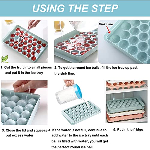 IRYNA Mini Ice Ball Maker 1Pcs 33-Cell Ball Ice Cube Moulds, Mini Sphere Ice Cube Mould for Freezer Easy Release, Circle Ice Cube Moulds for Cocktail, Whiskey, Coffee(Blue) - Image 5