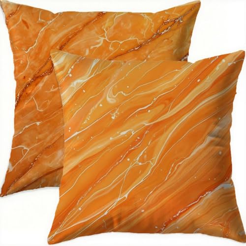 Housse coussin 65x65cm orange en velours de luxe pour canapé et patio - 2