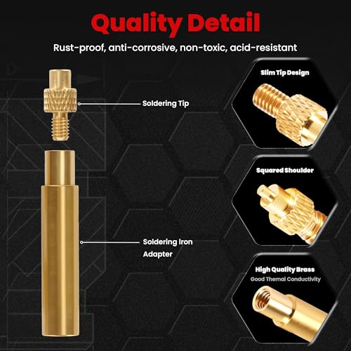 Image of 8Pcs Soldering Tips /Heat Set Insert Tips for Thread Inserts M2M2.5M3M4M5M6M8#2-56#4-40#8-32#10-24 1 /4 inch, Compatible with T18 ST 900M FX888D FX600 WLC100 Irons- Press Tool for Plastic3DPrinterComponents