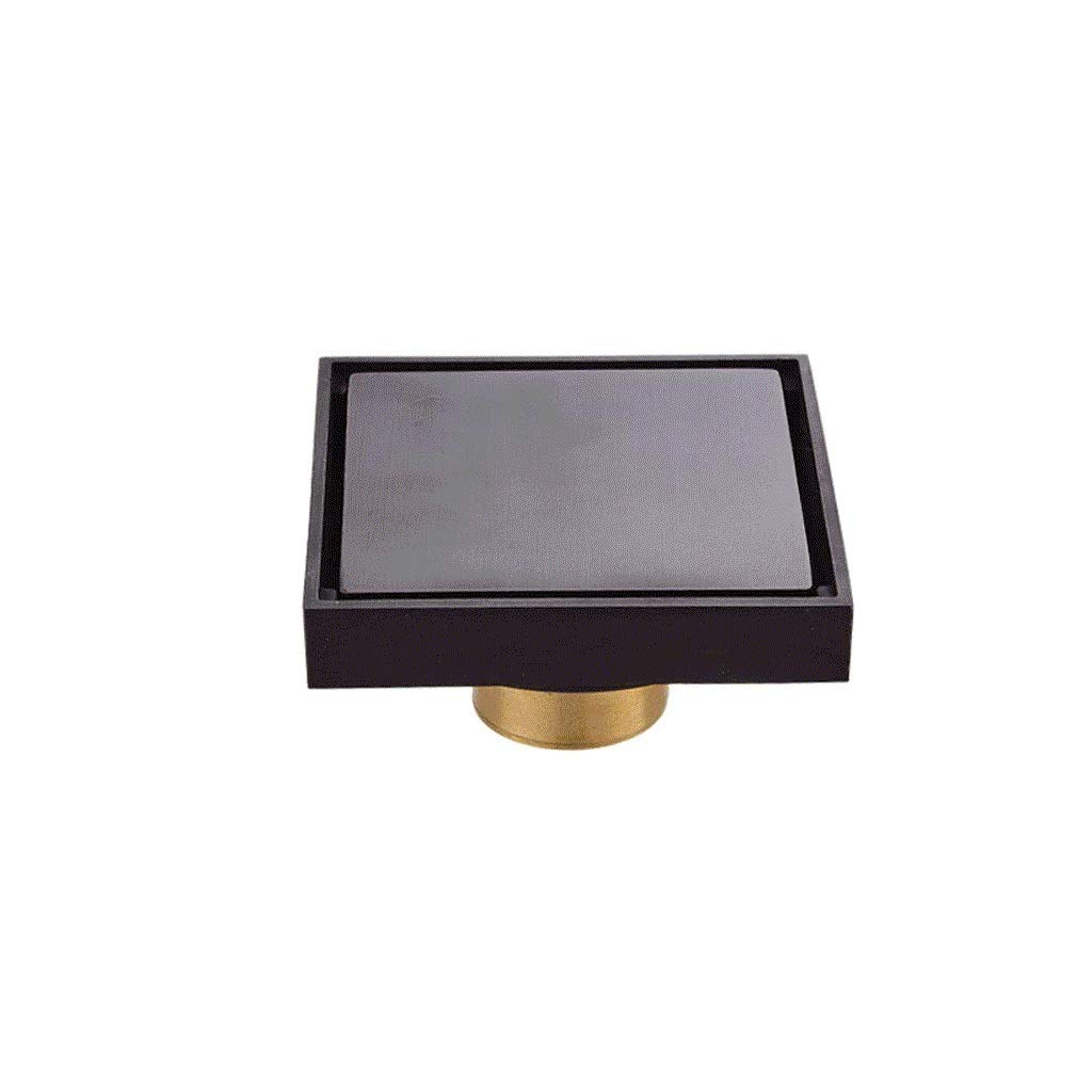 Italiano: Piano di Scarico-Solid Brass Piazza Doccia Suolo Piastrelle di Scarico con Inserto griglia sfoderabile Capelli Catcher Strainer, Finitura Placcato Nero Opaco