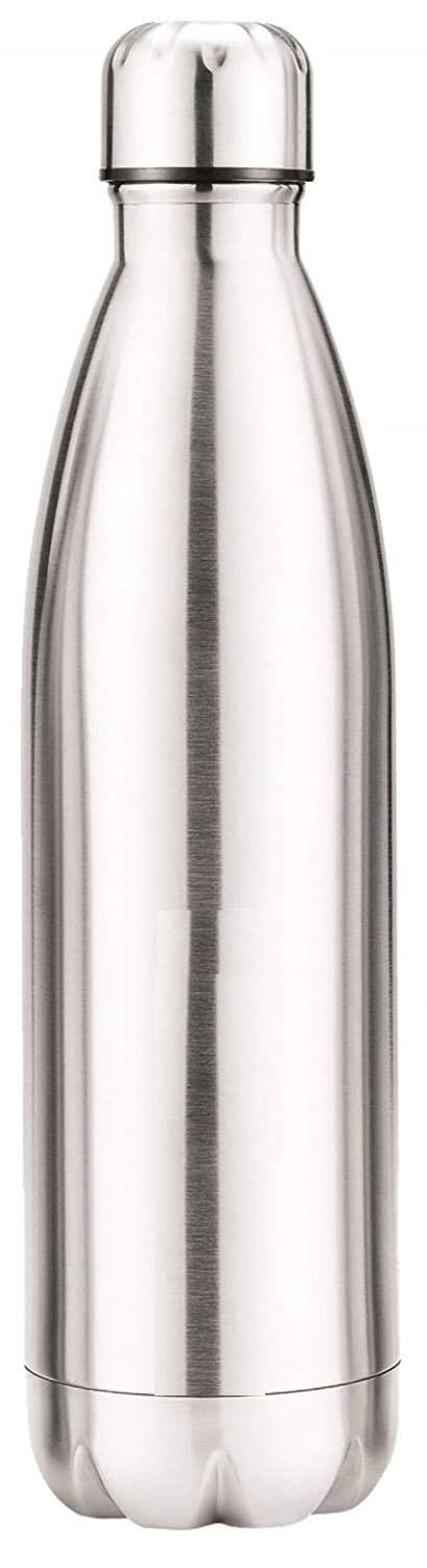 Luxansa Aace Single Walled Stainless Steel Fridge Water Bottle, 1 Litre, Cola Silver
