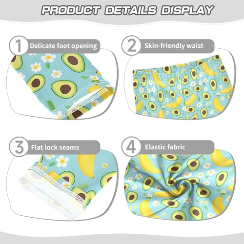Avocado Banana Flower Girls Leggings Athletic Pants Tights Stretch Bottom3