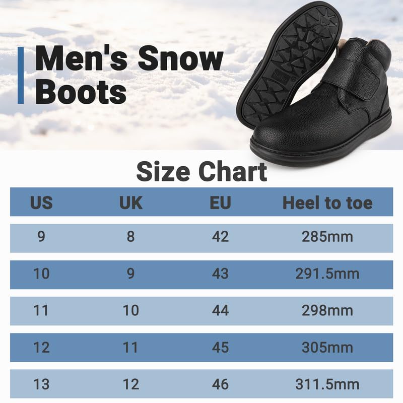 TIESTRA Herren Winterstiefel Warm Gefüttert Extra Weit & Bequem Stiefel mit Klettverschluss Rutschfest Winterschuhe für Arbeit, Alltag & Draußen Gr.42-46