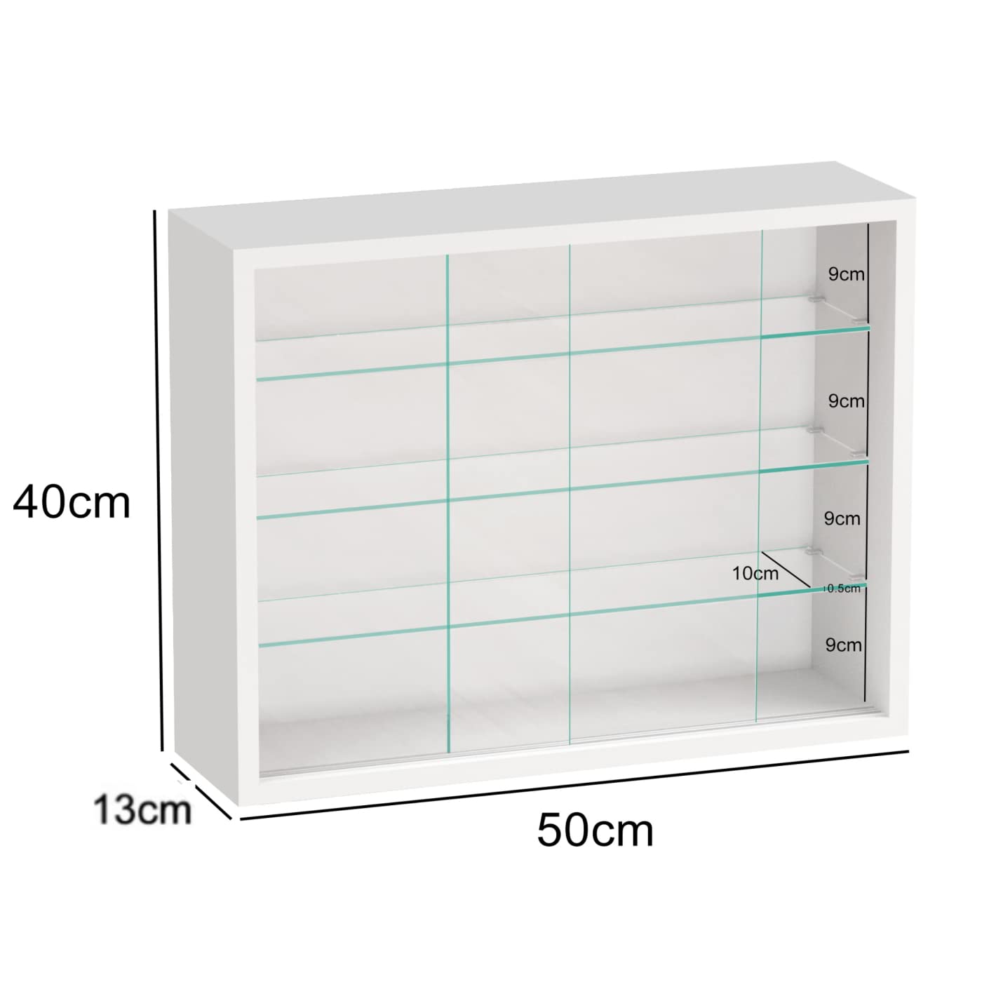 Vitrina de pie, vitrina de pared colgante – puertas correderas – 50 x 40 x 13 cm
