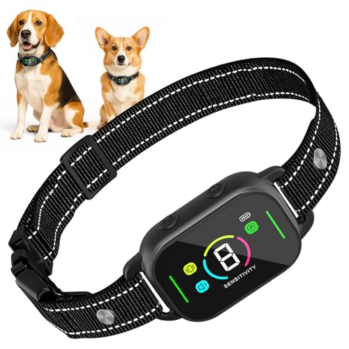 Lomffy Collare Antiabbaio per Cani, Migliorato Ricaricabile Collare Elettrico per Cane Taglia Grande Media Piccola Impermeabile IP67 Collare Antiabbaio con 4 Modalità, 8 Livelli Sensibilità Regolabile