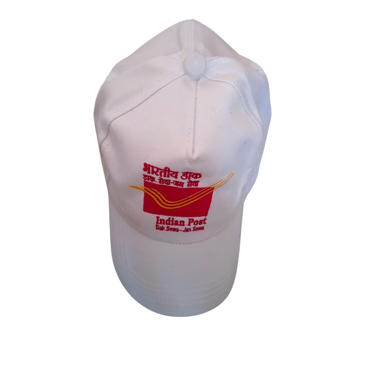 Indian Post Official Cap, White Cotton with Embroidered Logo, Dak Sewa-Jan Sewa-image-47
