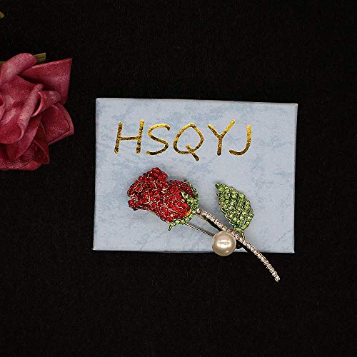 Image of Created Crystal Brooch Crystal Rhinestone Rose Flower Fashion Pin Gift Women Girls Rose Gold