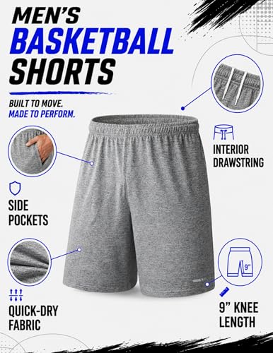 Image of Liberty Imports Pack of 5 Men's Athletic Basketball Shorts Mesh Quick Dry Activewear with Pockets