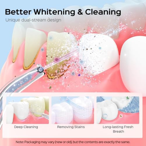 Image of COSLUS ADA Accepted C20 Water Dental Flosser Teeth Pick, 300ML Larger Tank | Portable Rechargeable Oral Irrigator for Orthodontic & Sensitive Gums, Cordless for Travel, Family, Whitening Set, Black
