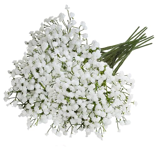 10 flores artificiais brancas Gypsophila, Baby Breath para ramo de casamento, centros de mesa DIY e arranjos para festas