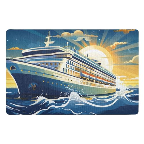 NFMILI Doormats Luxury Cruise Ship Print Dirt Trapping Indoor-Outdoor Welcome Mats Quick Dry Area Rugs for Bathroom Bedroom