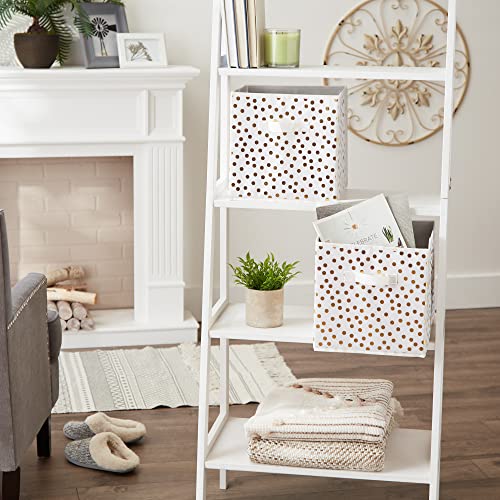 Dii Non Woven Storage Collection Polka Dot Collapsible Bin Small Set, 11X11X11" Cube, White & Gold, 2 Piece #TOP3