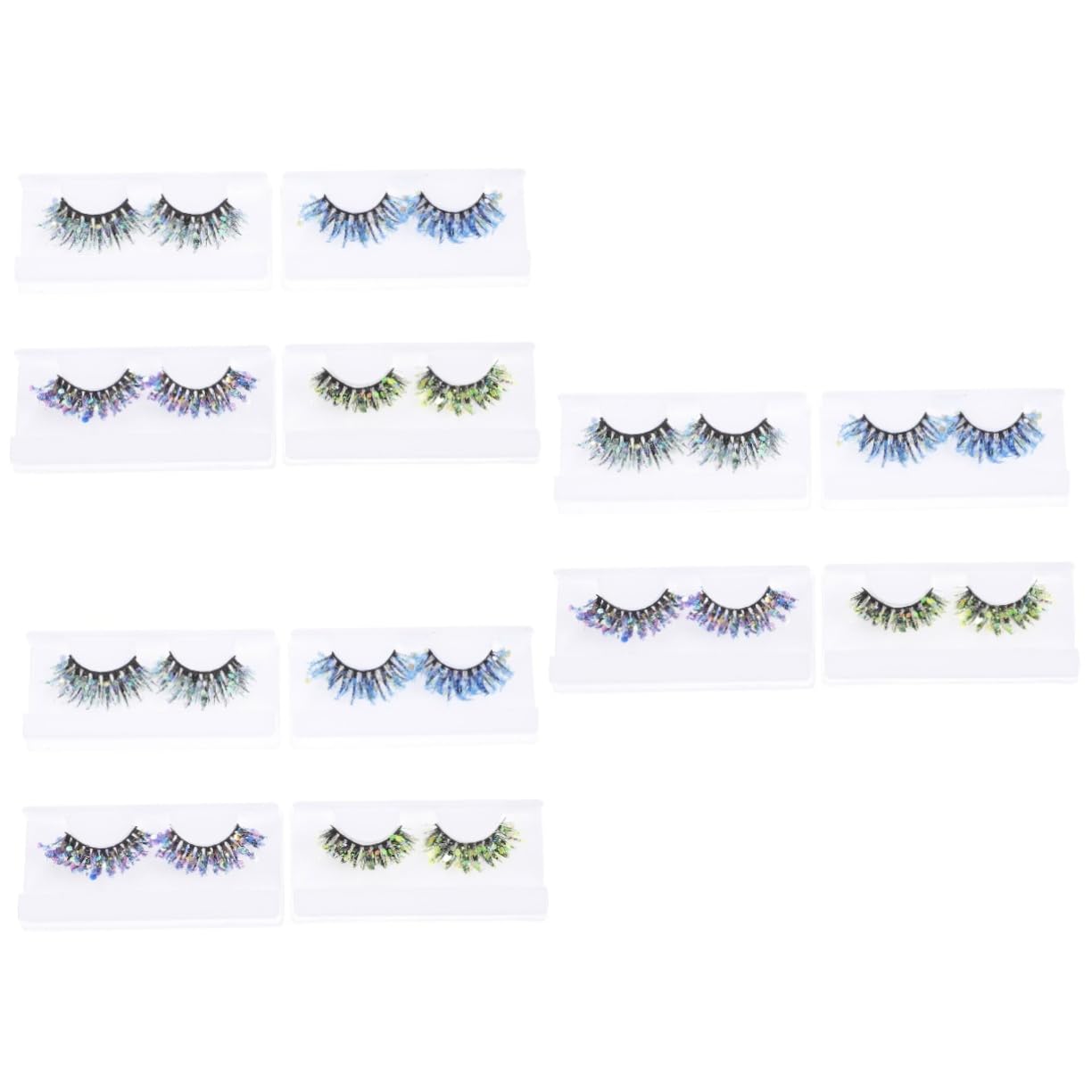 FRCOLOR 12 Paare Pailletten Wimpern Künstlich Bunte Wimpern Farbige Pestañas Postizas Naturales Mit Farbe Im Dunklen Glitzer Leuchten 3d Kunstfaser Natürlich