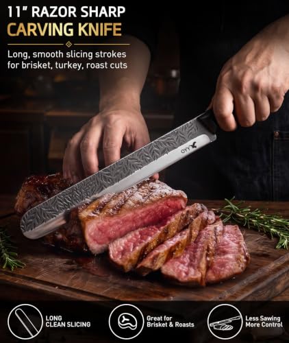 3PCS Brisket Butcher Knife Set, Carving Knife Slicer with Fork - image 3