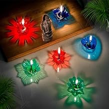 VOXBIT 3D Rangoli Reflective Diya (Set of 12) | 3D Shadow Reflective Diwali Diya | Reusable 2 In1 Deepawali Diya | 3D Multicolour Fancy Diya for Diwali Pooja | Home Decoration