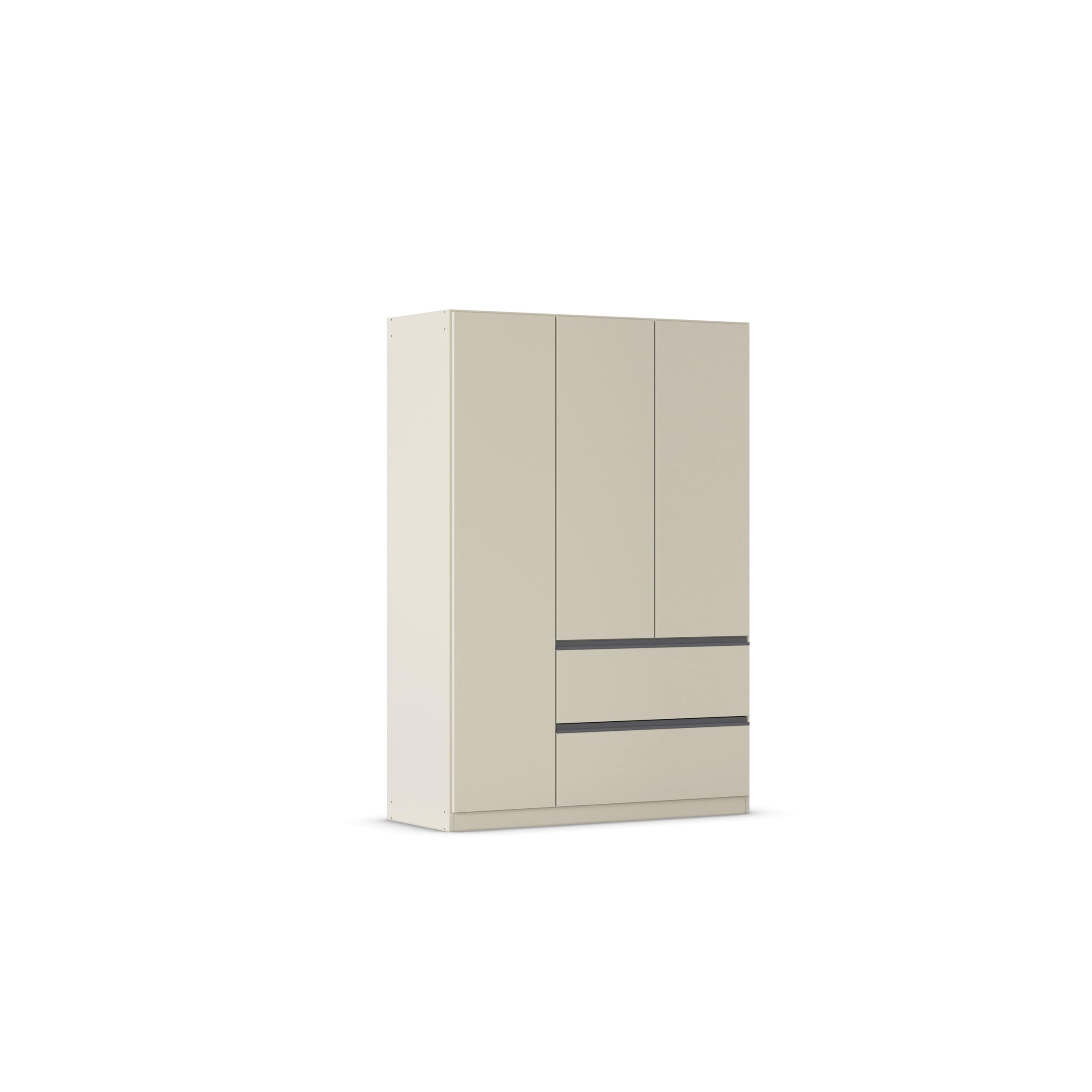 Rauch Möbel Costa, Kleiderschrank für Schlafzimmer, Kinderzimmer, Babyzimmer, Garderobe, Flur, 3-türig, 2 Schubladen, Push-to-Open, mit Zubehör Classic, Farbe Beige, Breite 136 cm