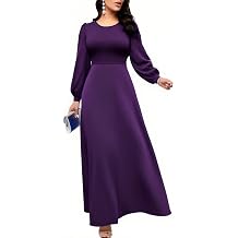 Church Maxi Dress for Women Puff Long Sleeve Long Casual Dresses | Flowy Elegant,Floor Length,with Pockets