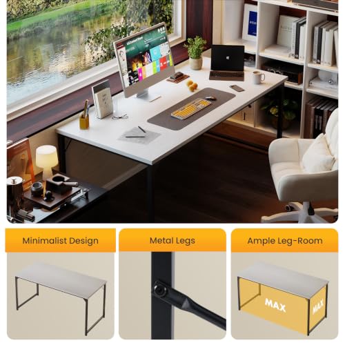 Image of OLIXIS 63-Inch Large Computer Desk for Home Office, White