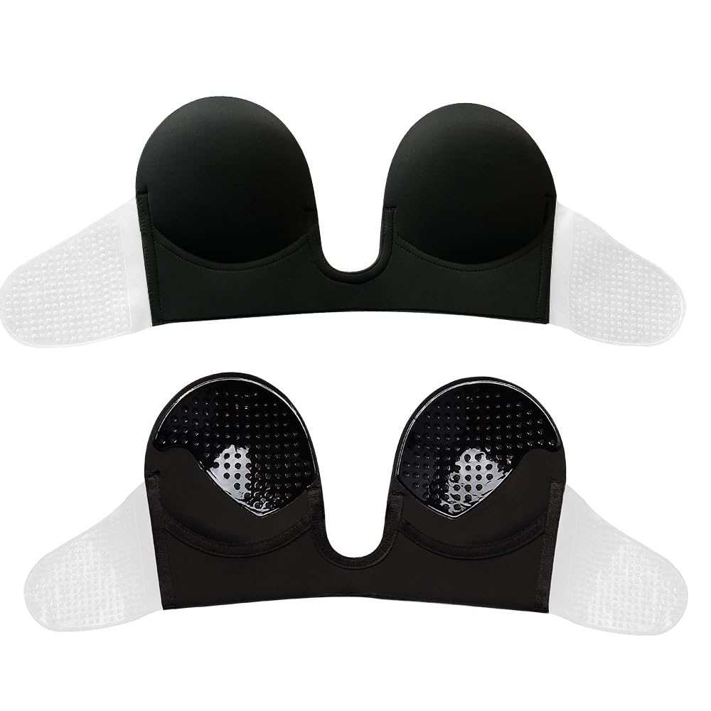 Reggiseno invisibile spingere su copricapezzoli senza spalline traspirante confortevole alta viscosa autoadesivo copricapezzoli riutilizzabile reggiseno copricapezzoli Durevole/Black/C