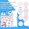 TECKWRAP Holographic Sticker Paper Clear Overlay Lamination Vinyl Matte White Inkjet Printable Vinyl A4 210mm x 297mm 36 Sheets/Pack Laminate Sticker Film for Craft, Scrapbooking, Craft Cutters #1