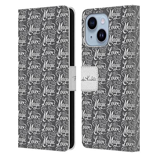 Étui en cuir iPhone 14 Plus Frida Kahlo Amant Gris de qualité