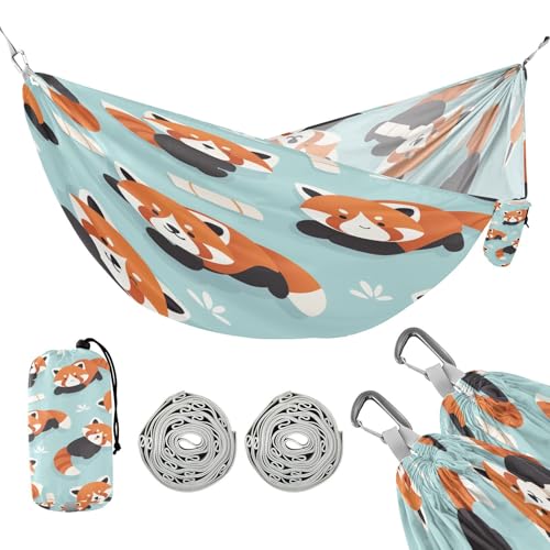 ATTX Cute Red Panda Camping Hammock - Lightweight & Portable Hammocks, Heavy Duty 330lbs Capacity for Indoor, Hiking, Backpacking, Travel, Backyard, Beach#115