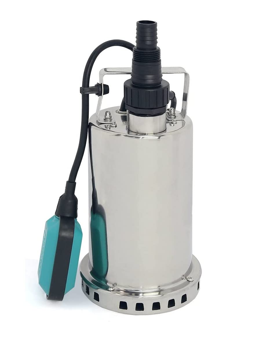 Asian Pumps & Machineries 1HP Sewage/Dewatering/Fountain Pump 10500Lph Stainless Steel Submersible Pump for Clean & Dirty Water With Automatic Float Switch 220V Head 8.5Mtr