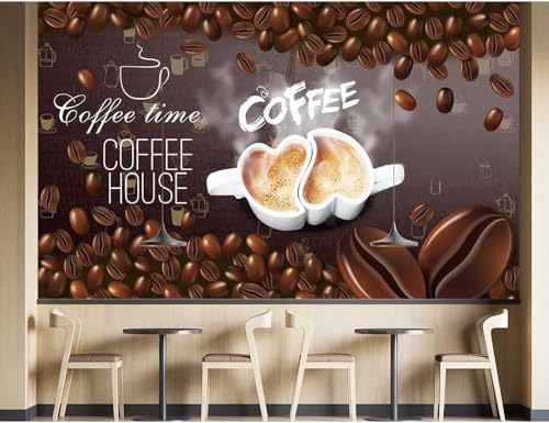 Luowenji Photo Wallpaper Coffee 3D Effect Coffee Shop Wall Mural Decoration Poster Picture Modern Design 200x140 cm Murals Wall Art for Living Room Bedroom Kitchen a.5858
