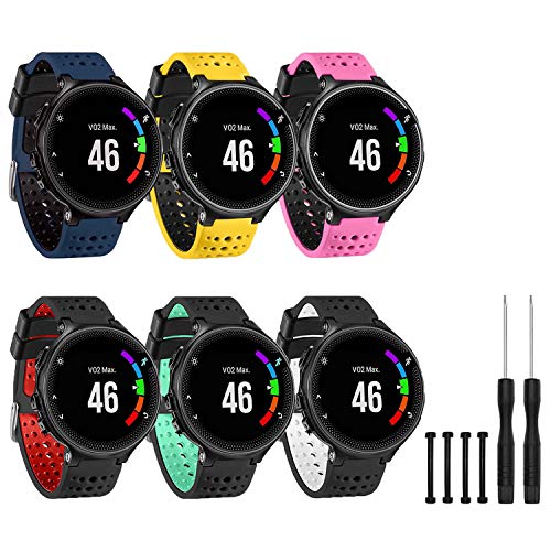 TopPerfekt Band Compatible with Garmin Forerunner 235, Soft Silicone Replacement Watch Band Strap band for 220/230/235/620/630/735XT/235 Lite Smart Watch for Women Men (6-1(arc))