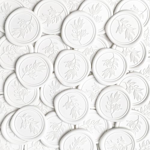 50Pcs White Self-Adhesive Wax Seal Stickers - Wax Seal Perfect for Wedding Invitation or Envelope Good Adhesion and Easy to Use, Wedding Invitation Accessories