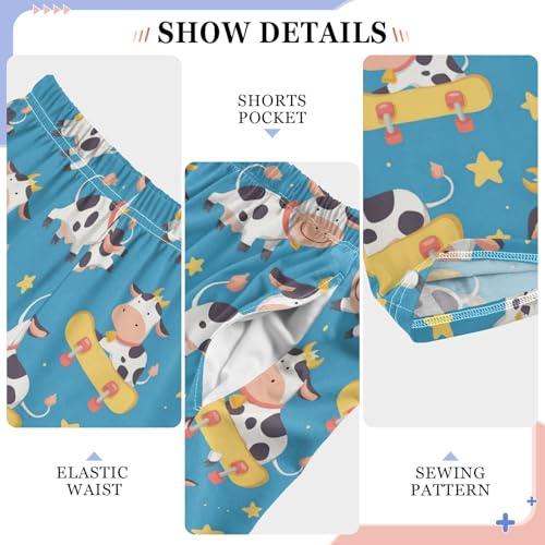 Vdsrup Cute Cow Pajama Pants Skateboard Stars Pajama Bottoms Soft Sleep Pjs Lounge Pants S4