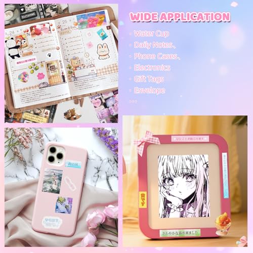 Image of 800Pcs Cute Scrapbook Stickers Travel Y2k Japanese Sticker Book for Adult Kawaii Korean Stickers for Journaling Heisei Retro Aesthetic Sticker Manga Style Decor for DIY Crafts Junk Journal Gifts Radio
