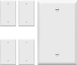 ENERLITES Blank Wall Plate Cover, Gloss Finish, Standard Size 1-Gang 4.50" x 2.76", Polycarbonate Thermoplastic, Electrical Covers for Unused Outlets/Switches, 8801-W-5PCS, White 5 Pack